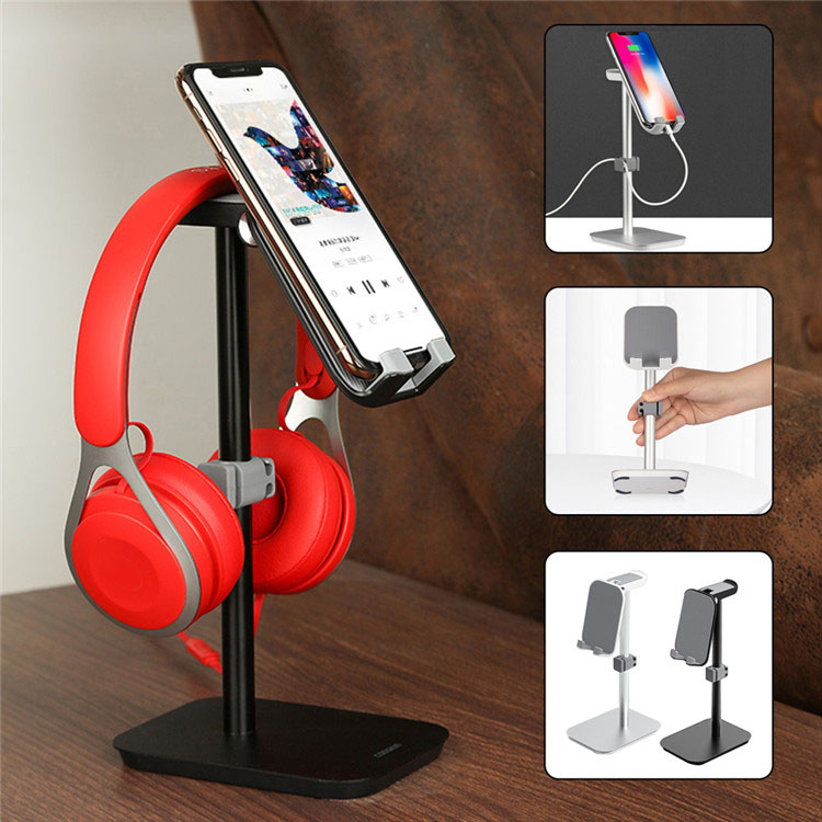 Dudukan Ponsel Aluminium Headphone Stand untuk Meja